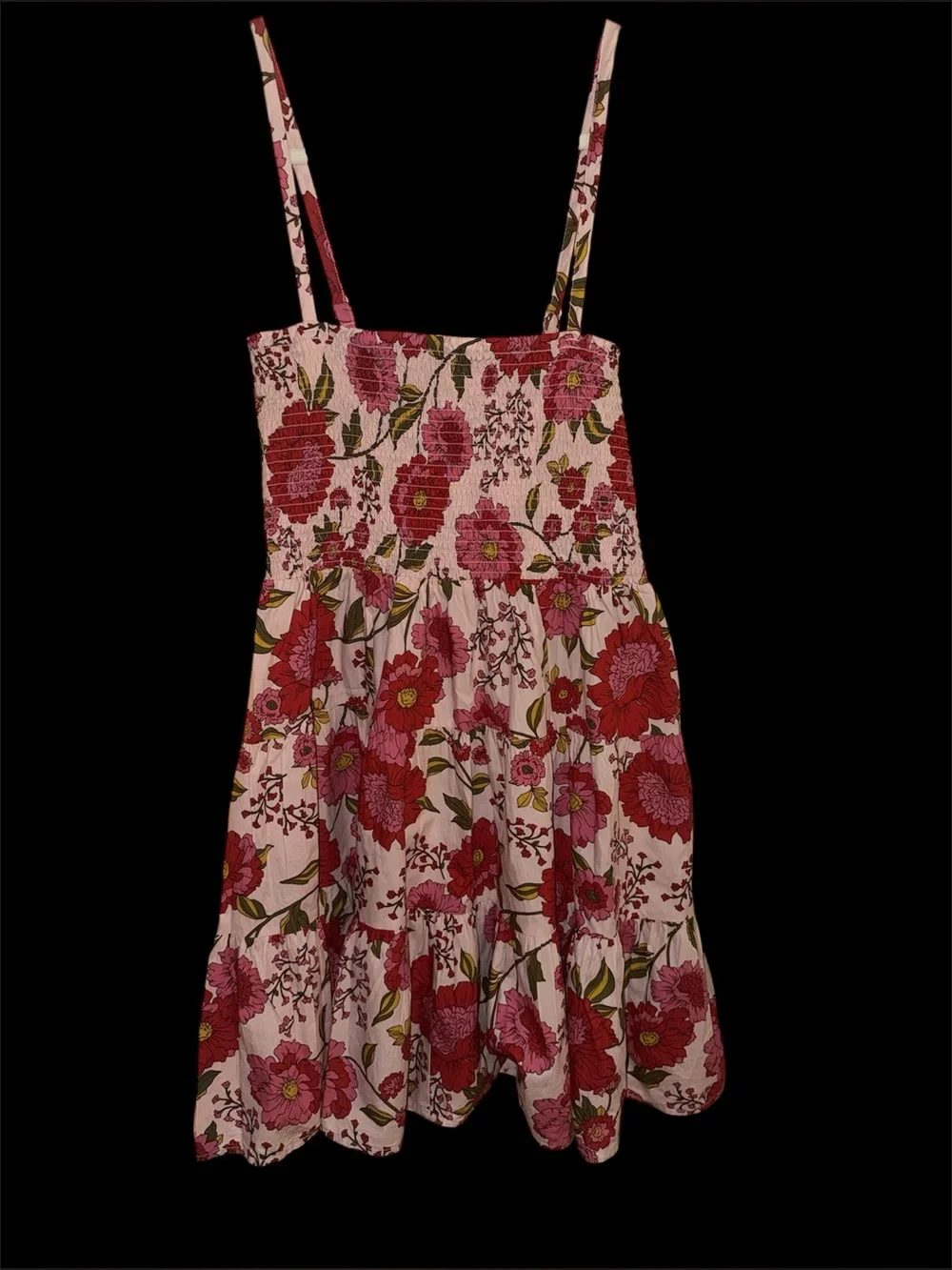 Steve Madden Floral Smocked Sundress | XXL | Pink Multi | Adjustable Straps